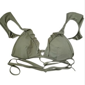 Pink by VS Large Bikini Top Large Ruffles Green With Cups